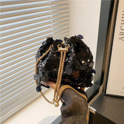 ✨ Sequin Chain Women’s Bucket Shoulder Bag – Retro Luxury Clutch ✨