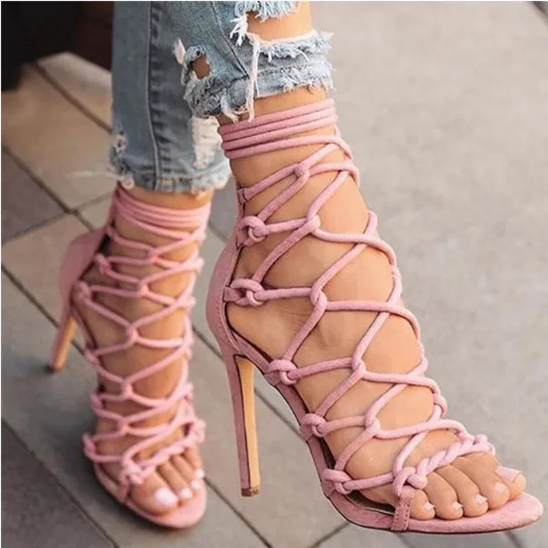 🔥 2025 Summer Cross-Strap Sexy High Heels for Women 🔥 Elegant • Open-Toe • Slimming Silhouette