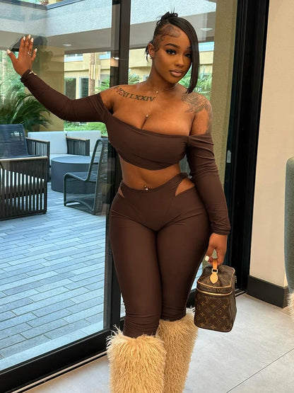 🔥 Love My Skin – Sexy 2-Piece Women’s Streetwear Set 🔥