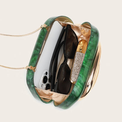 Marble Like Box Bag Metal Details Crossbody Bag Acrylic Shoulder Bags Luxury Brand Handbags Women's Handbag Ladies Female Evening Purse