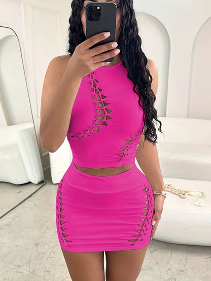 Natural Body Women 2025 Autumn Tank Tops Mini Skirts Party Club Streetwear Two Piece Matching Sets