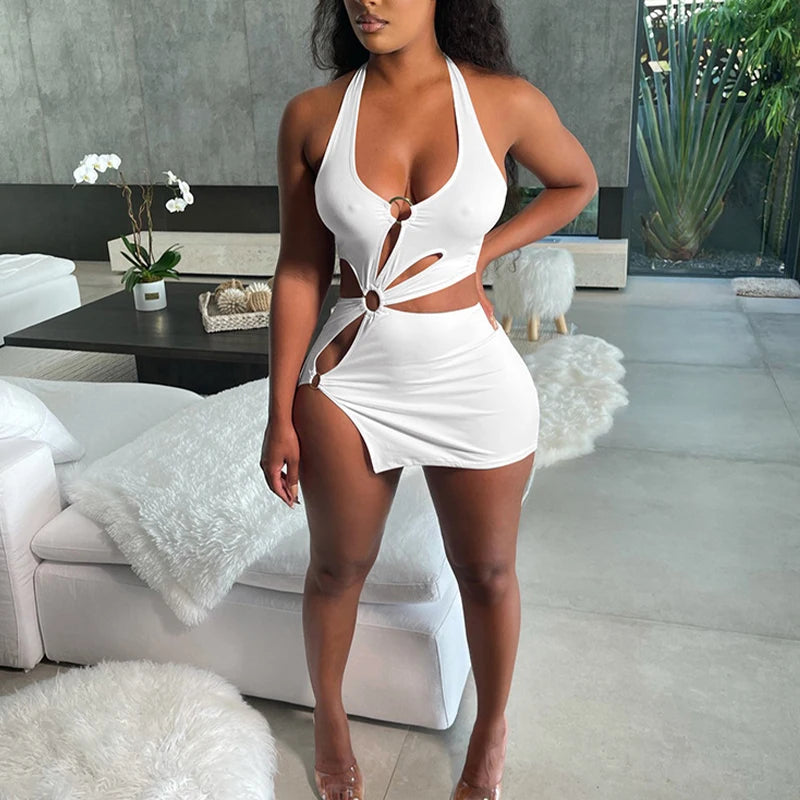 Body of a Goddess High Street Stretch Slim Hollow-Out Sexy Mini Dress – Elegant Orange Sleeveless Club Party Sundress 🍊🔥