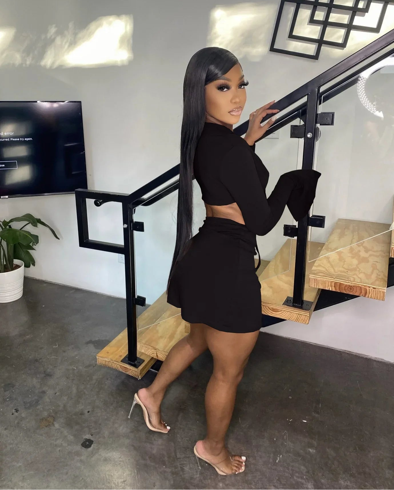 Side-Split Mini Skirt & Lace-Up Crop Top Set – Sexy Holiday 2-Piece Outfit