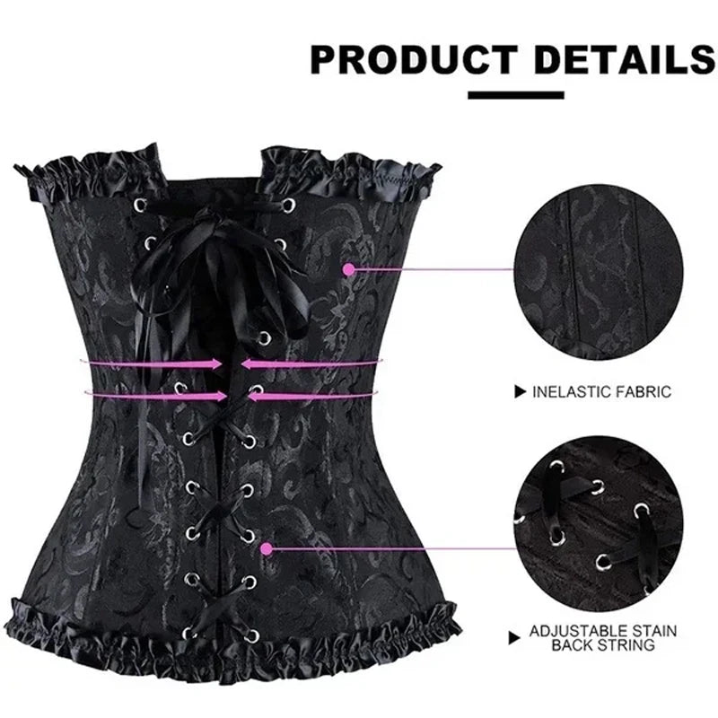 Women's Waist-Cinching Shapewear with Corset-Style Lacing - Party Clubwear for Slimming Silhouette Plus Size Corset