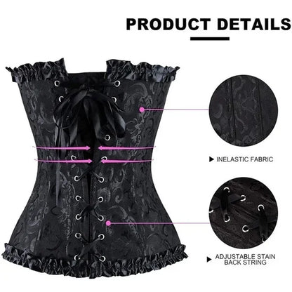 Women's Waist-Cinching Shapewear with Corset-Style Lacing - Party Clubwear for Slimming Silhouette Plus Size Corset