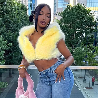 Women’s Faux Fur Hooded Vest – Warm Sleeveless Zipper Jacket | 2025 Fall & Winter Furry Outerwear