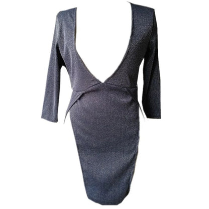 Sexy Deep V-Neck Low-Cut Mini Dress for Women – Elegant Long Sleeve Club & Party Dress