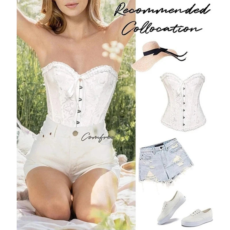 Women's Waist-Cinching Shapewear with Corset-Style Lacing - Party Clubwear for Slimming Silhouette Plus Size Corset