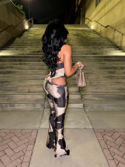 Sister is A Star Sexy V-Neck Halter Jumpsuit for Women – Sleeveless Hollow Street Style Long One-Piece