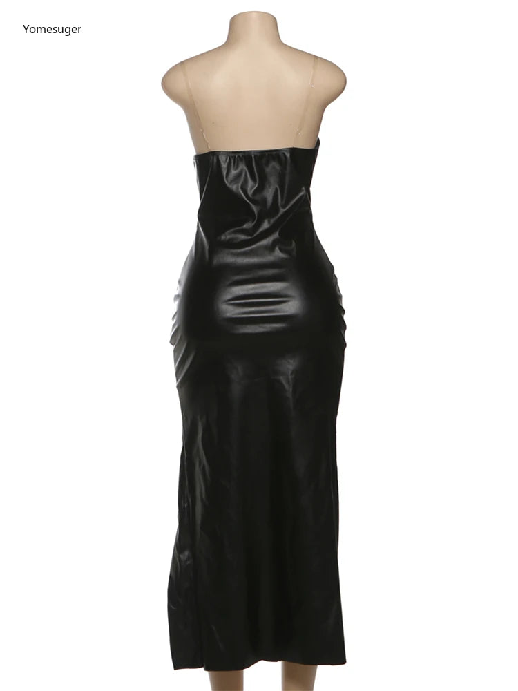 Sugar Momma Sexy Strap Dress Women Irregular Low Chest Backless Split Skinnny  Coquette Midnight Clubwear