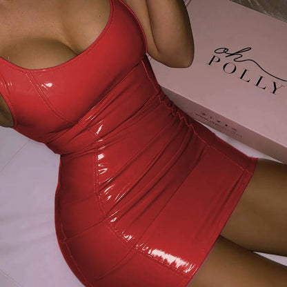 Sweet Candy Nightclub Party Dress – Sexy Hot Girl Sleeveless Zipper Hip Wrap Mini Dress 🍬🔥