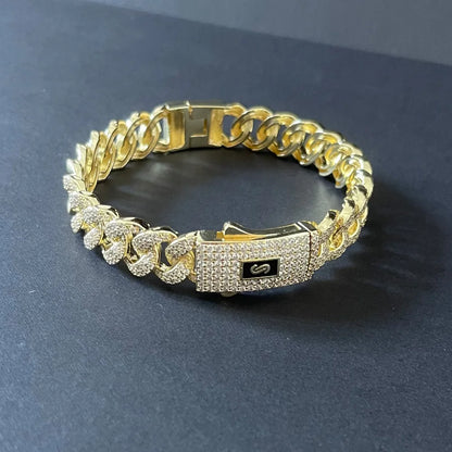 She HOT New hip hop Cuban bracelet Monaco, 14K gold-plated