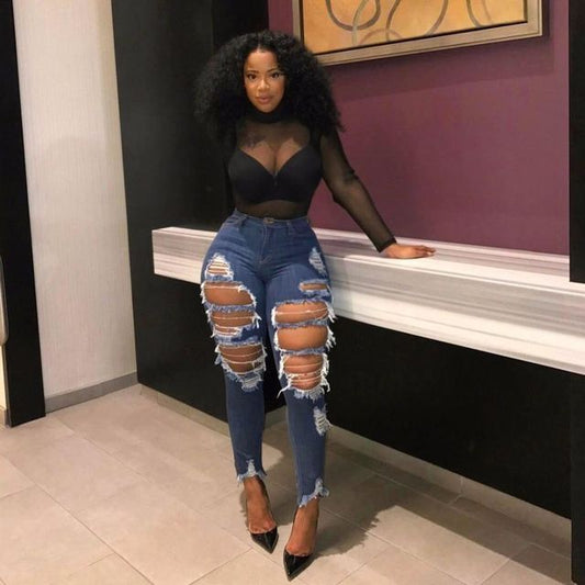 Show Your Figure Women's Beggar Denim Skinny Pants