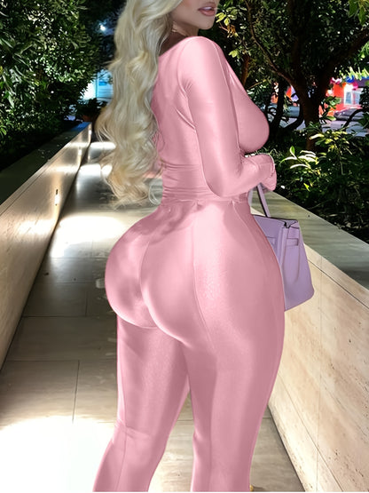 💋 2-Piece Sexy Outfit Set – Off-The-Shoulder Top &amp; Flared Pants 💋