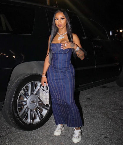 Tube Top Body Kissed Denim Dress