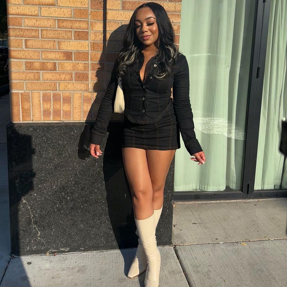 Sexy Party Two-Piece – Figure-Flattering Top & Skirt