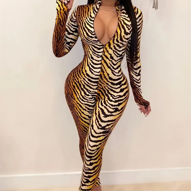 Wild Desire – New Leopard Print One-Piece Tights | 3D Digital Print