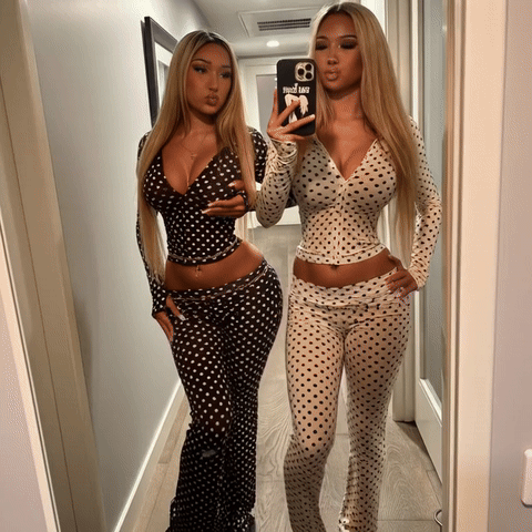 Besties Two-Piece Body Suit – Hooded Cardigan Top & Low-Waist Contrast Pants