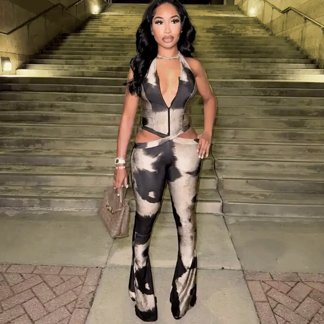 Sister is A Star Sexy V-Neck Halter Jumpsuit for Women – Sleeveless Hollow Street Style Long One-Piece