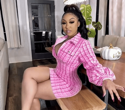 Elegant Night Party Cotton Shirt Dress — Lantern Sleeve Zip Pencil Mini Dress