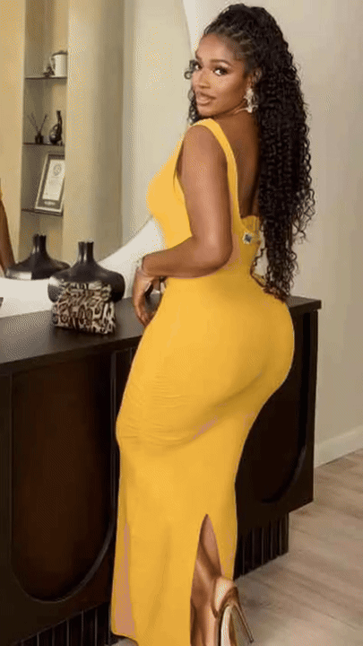 Somebody Fine Momma New Fashion Sexy Slant Neck Backless Dress Women