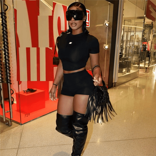 Women’s Casual Sport Suit – Compression Top & Shorts Set