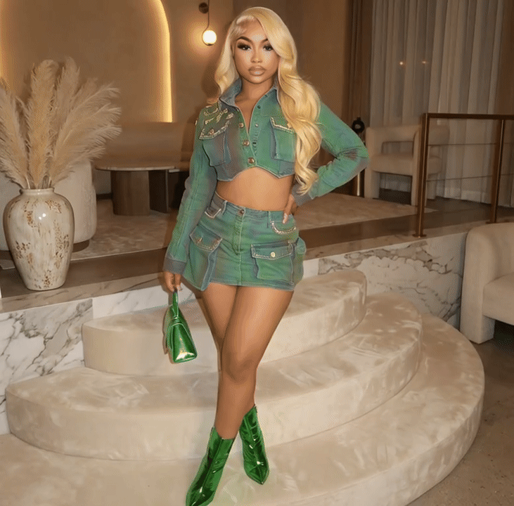 Princess Green Matching Co-Ord – Figure-Flattering Denim Outfit