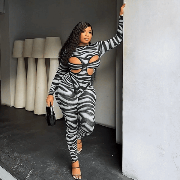 Women’s Round Neck Hollowed-Out Bustier Jumpsuit & High-Waisted Pants Set | Sexy Two-Piece Outfit