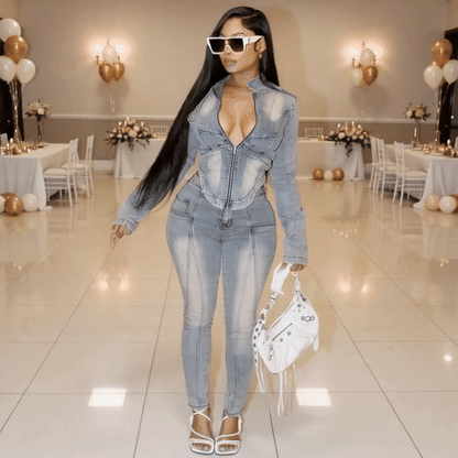 Cute, Classy, A Little Bit Bad-Ass – Denim Hipster Women’s 2-Piece Set 💋🔥