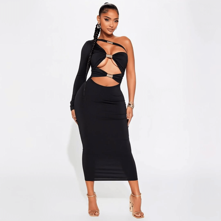 Sexy High-Waist Metal Tube Splice Jumpsuit for Women – Slimming Evening Wear Transoceanic Design