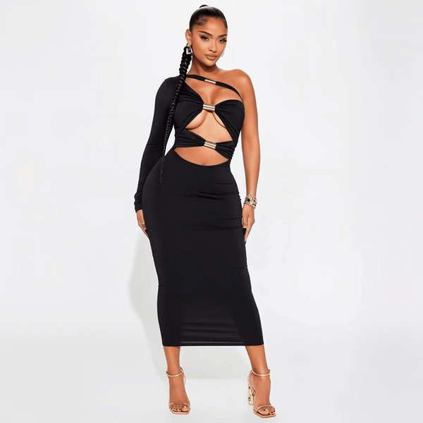 Sexy High-Waist Metal Tube Splice Jumpsuit for Women – Slimming Evening Wear Transoceanic Design