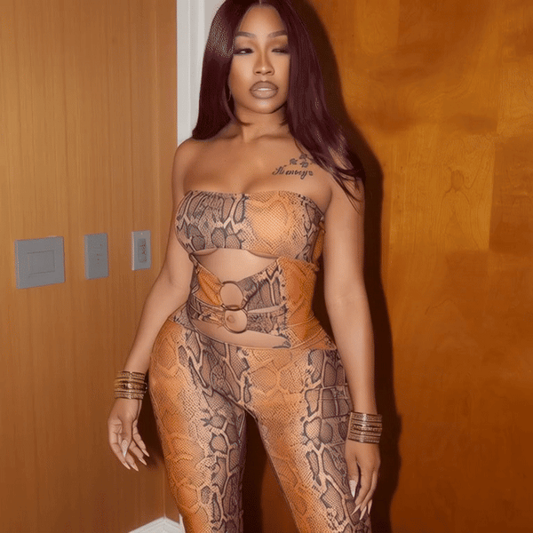 Sexy Snake Print Strapless Jumpsuit for Women – Hollow Metal Detail Stretch Overalls | Midnight Workout & Festival Outfit