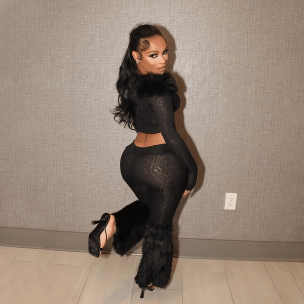 Luxury Furry Two-Piece Set – Curve-Hugging Night Out Outfit