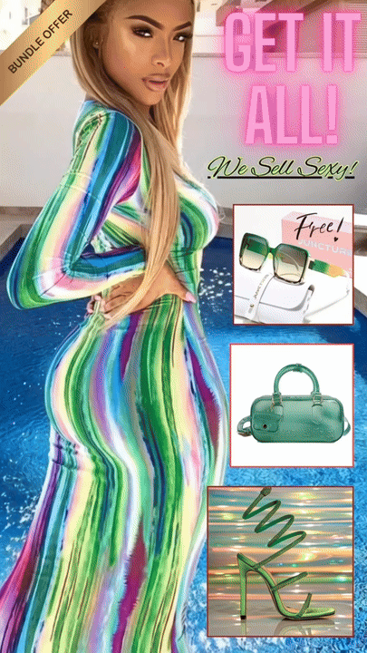 🔥 The Rainbow Bombshell Glow-Up Bundle 🔥 3-Piece Luxury Fit — 1 Price — FREE Sunglasses!