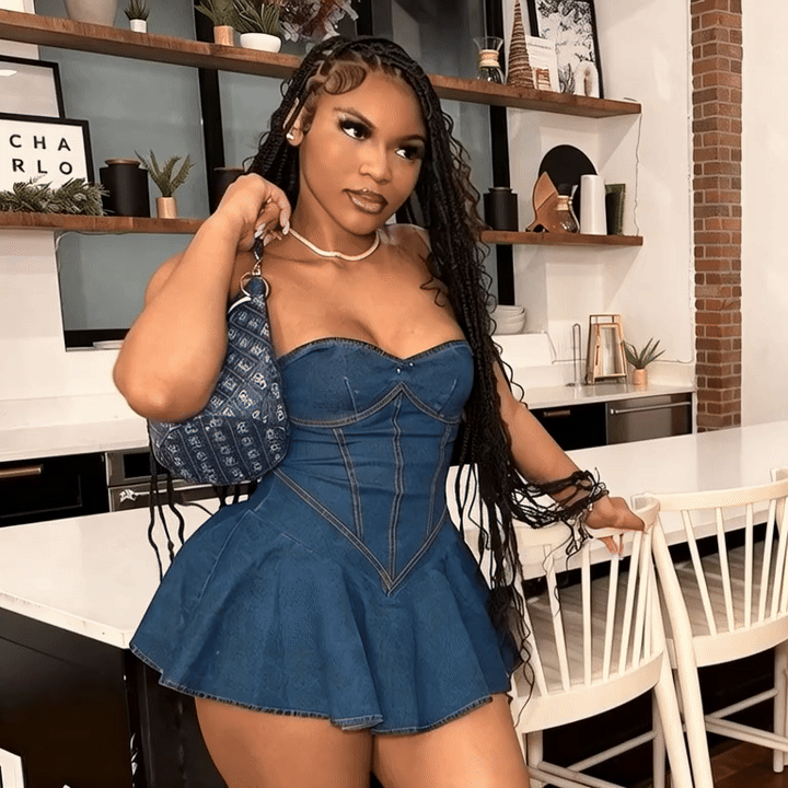 First Date Fashion – Tube Top Denim Dress for Women ☕