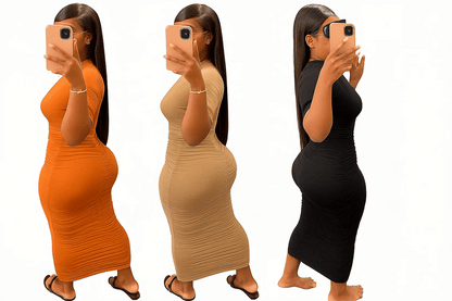 Women’s Short Sleeve Pleated Dress Set – Chic Matching Outfit