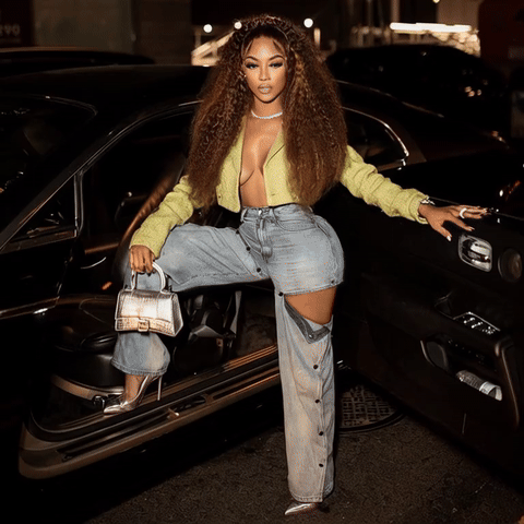 Statement Made With Women's Solid Casual 2026 Button Loose Jeans