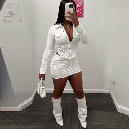 Sexy Party Two-Piece – Figure-Flattering Top & Skirt