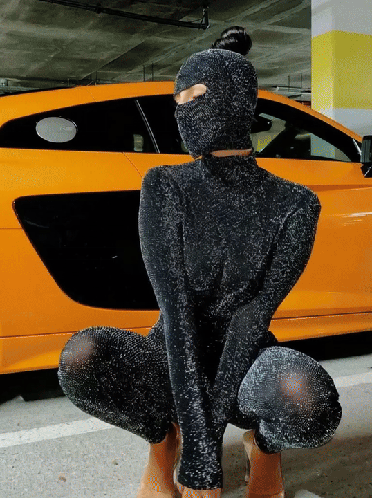 Celebrity-Style Low-Back Jumpsuit — Long Sleeve Bodycon Two-Piece Set (Black)