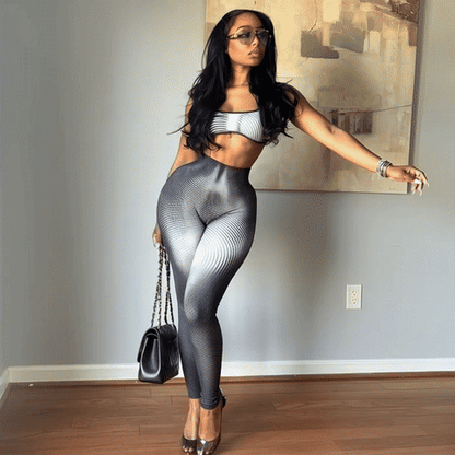 Women’s Gradient 2-Piece Set – Strapless Top & Hip-Hugging Pants