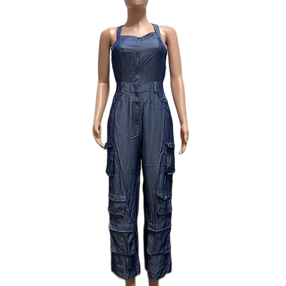 Kosher Sexy Women's Fashion Personality Denim Jumpsuit