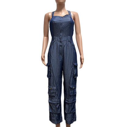 Kosher Sexy Women's Fashion Personality Denim Jumpsuit