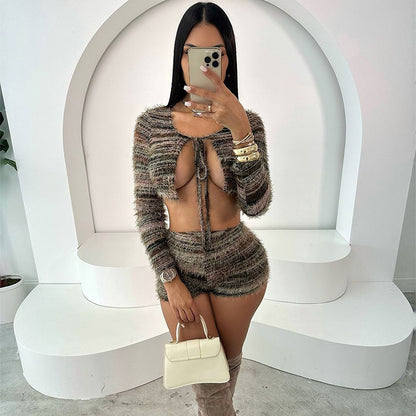 Sexy Cut-Out Co-Ord Set – Long-Sleeve Top & Curve-Hugging Bottom