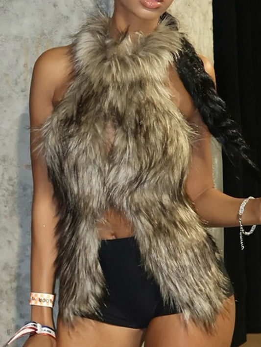 🔥 Sexy Tribal Fur Vest Jacket – Women’s Statement Crop Top 💋