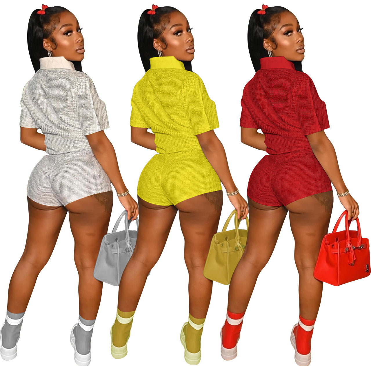 Shimmer Fabric Matching Set – Chic On-the-Go Look